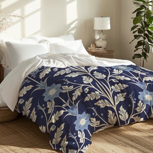 Nordic Design Meets Arts and Crafts Movement Blue Duvet Cover