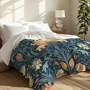 A Modern William Morris Illustration Duvet Cover Floral Art Nouveau Bedding