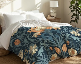 A Modern William Morris Illustration Duvet Cover Floral Art Nouveau Bedding