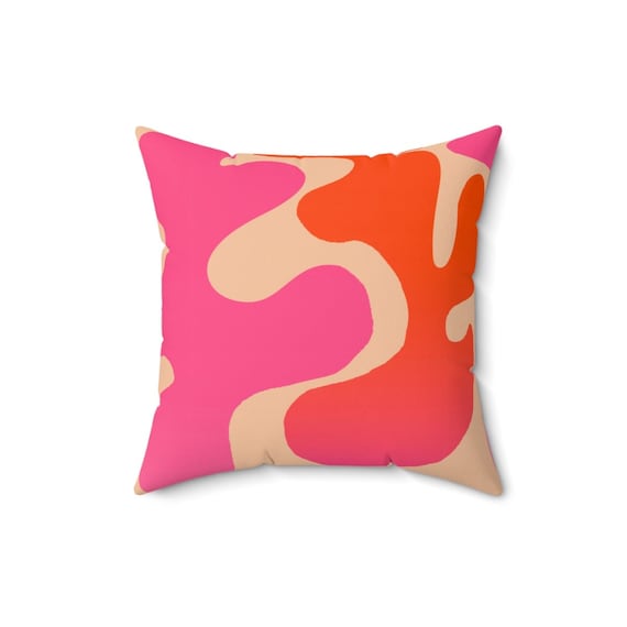 Pink und Orange Abstraktes Design Cutout Ästhetik Überwurf Kissen