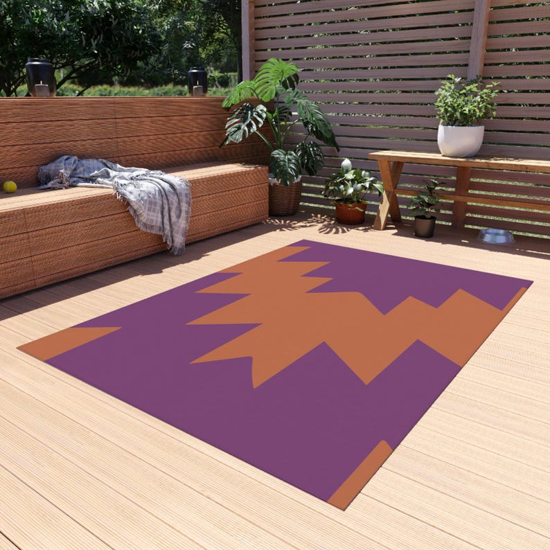 Purple and Orange Modern Navajo Design Cute Outdoor Rug Etsy Canada