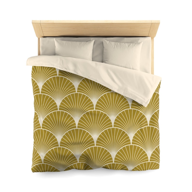 Gold Colored Art Deco Pattern Duvet Cover image 1