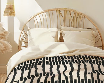 Geometric Shapes Abstract Duvet Cover Modern Bedding Black And Off White