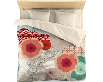 Vintage Pattern With Oriental Style Floral Motifs Duvet Cover