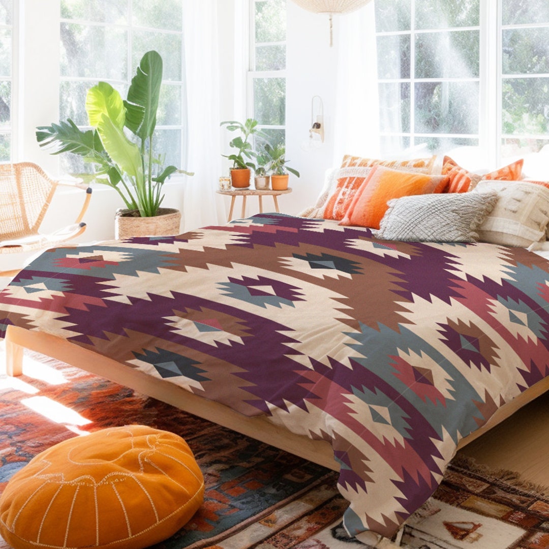 Aztec Native American Tribal Navajo Indians Print Duvet Cover Bedding Set