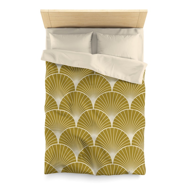 Gold Colored Art Deco Pattern Duvet Cover image 4