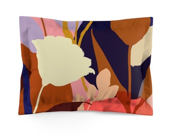 Colorful And Bright Summer Silhouette Pattern With Leaves And Flowers Pillow Sham