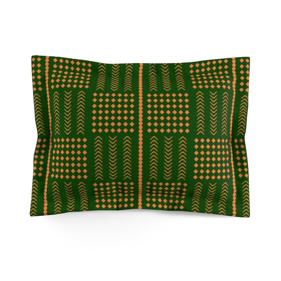 Green and Yellow Mud Cloth Pattern Printed Pillow Sham Etsy UK