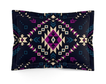 Dark Color Tribal Navajo Pattern Aztec Duvet Cover Pillow Shams - Set Of 2