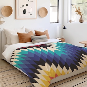 Tribal Colorful Geometric Pattern Southwestern Duvet Cover