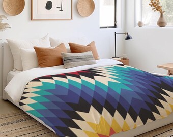 Tribal Colorful Geometric Pattern Southwestern Duvet Cover