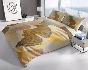 Gold Ginkgo Pattern Art Duvet Cover