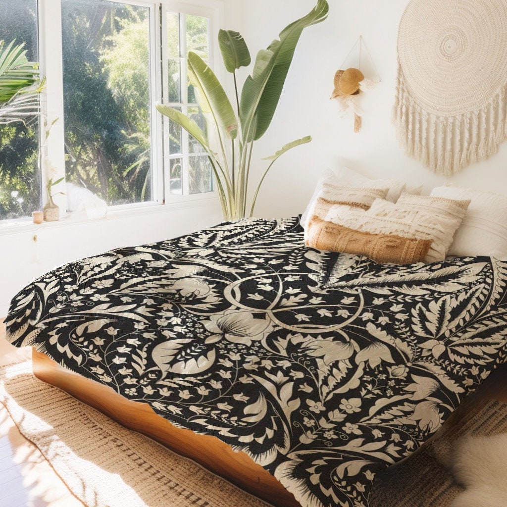 Black and Cream Victorian Duvet Cover Etsy