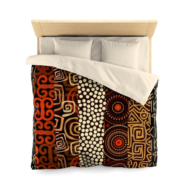 African Textile Art Inspired Brown Multicolor Duvet Cover image 2