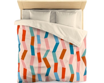 Irregular Zig Zag With Vertical Stripes Duvet Cover