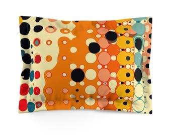 Retro-design met stippen en abstracte kleurrijke vormen kussenslopen - set van 2