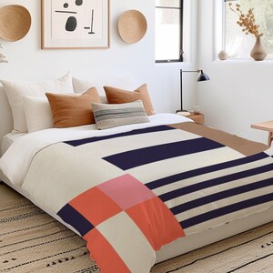 Mid Century Modern Duvet Cover with Geometric Abstract Shapes Modern Bedding
