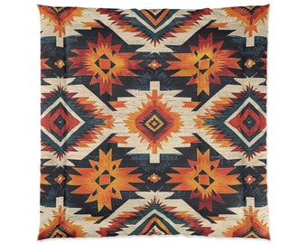 Edredom com padrão asteca multicolorido Navajo do sudoeste