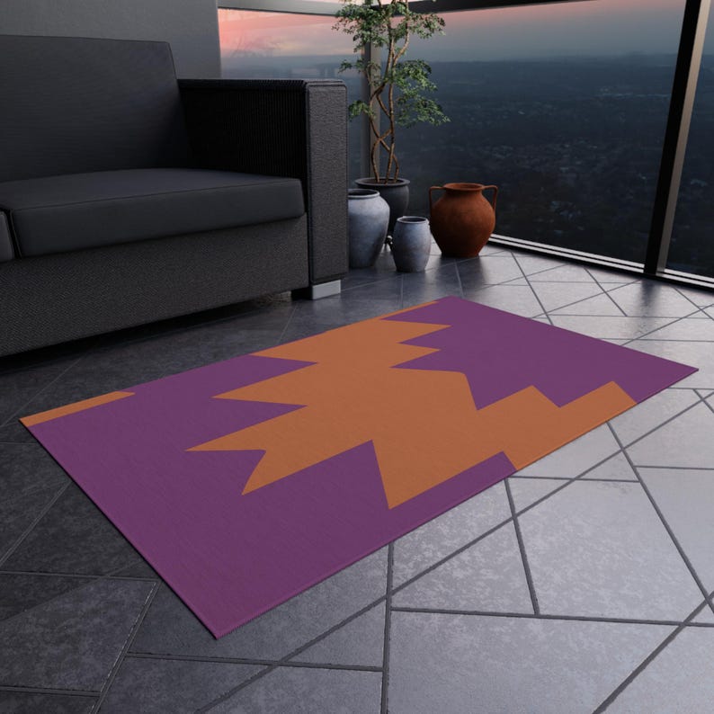 Purple and Orange Modern Navajo Design Cute Outdoor Rug Etsy Canada