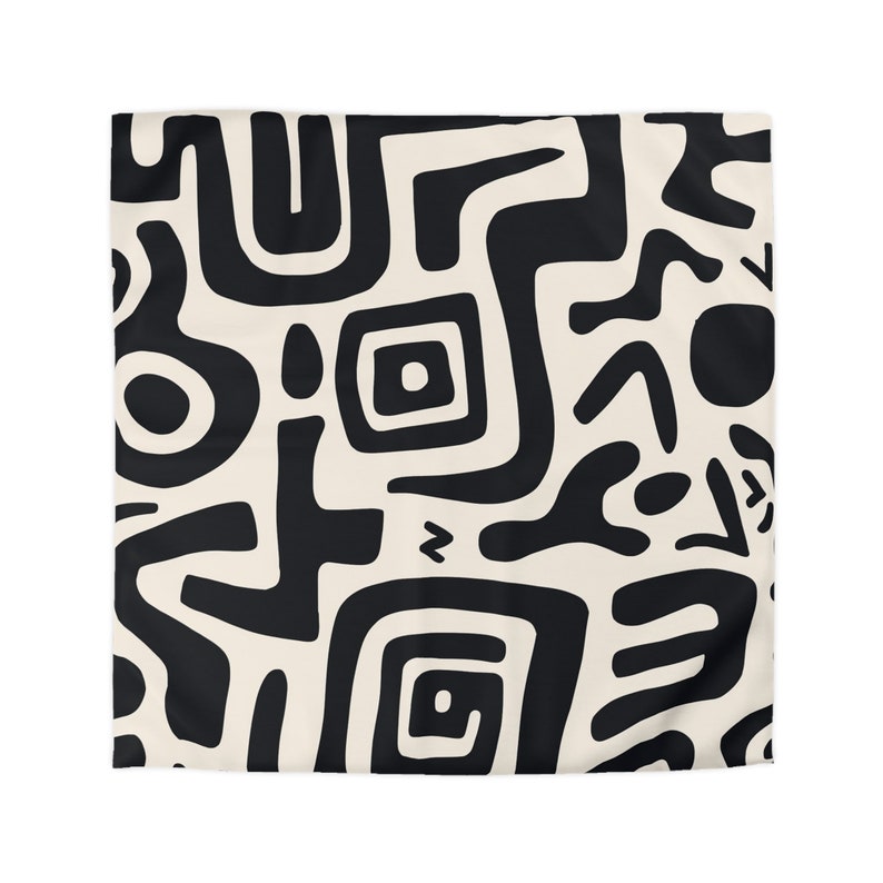 Black and off White Doodle Shapes Contemporary Duvet Cover Modern ...