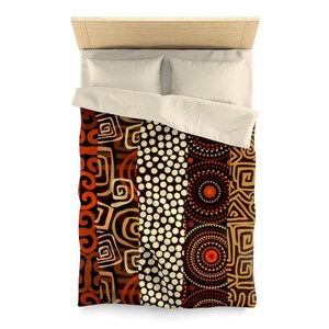 African Textile Art Inspired Brown Multicolor Duvet Cover image 3