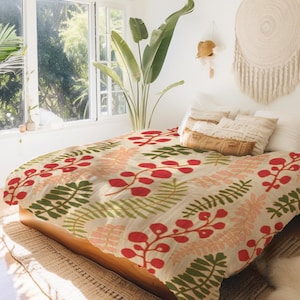 Ethnische Volkskunst Design mit abstrakten floralen Formen und schönen Farben Bettbezug