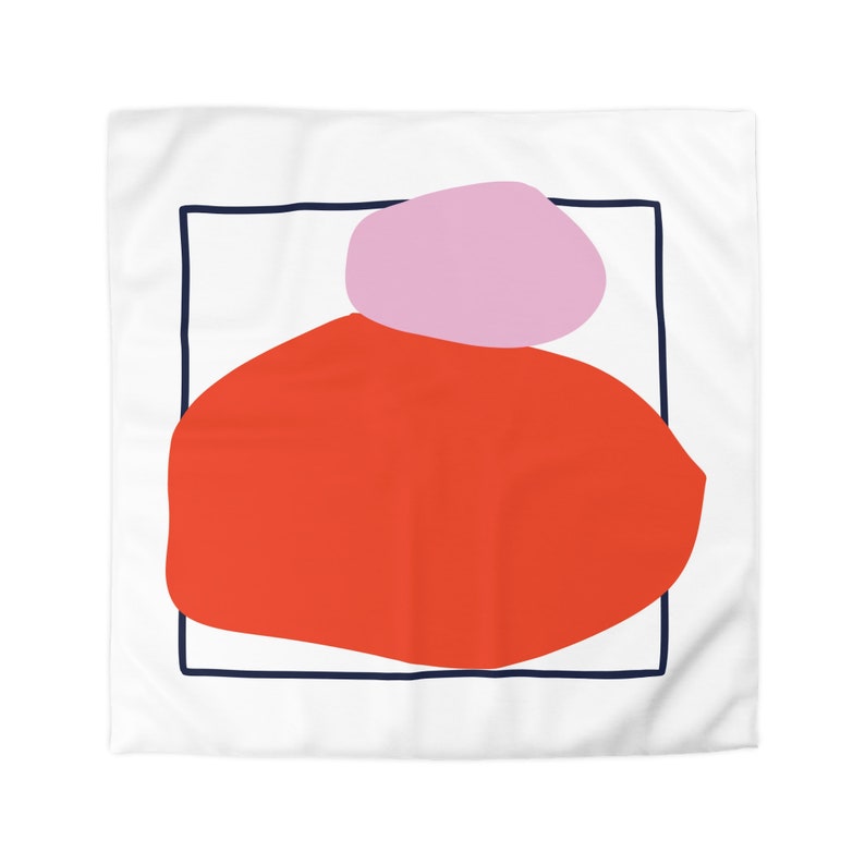 Pink and Red Color Block Abstract Art Duvet Cover Modern Bedding image 3