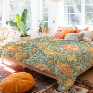 Floral Pattern Inspired By William Morris Beautiful Color Palette Cottagecore Duvet Cover