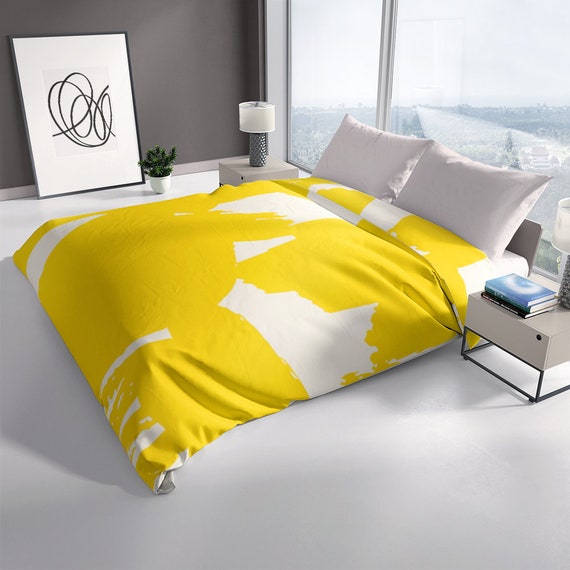 Bright Yellow And Beige Rough Brush, Bright Yellow Pattern Duvet Cover