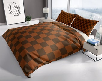 Brown Checkered Duvet Cover