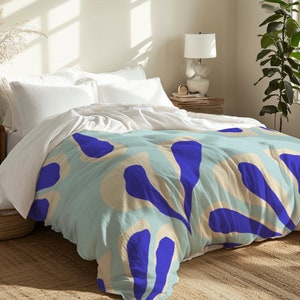 Blue Abstract Duvet Cover Modern Bedding