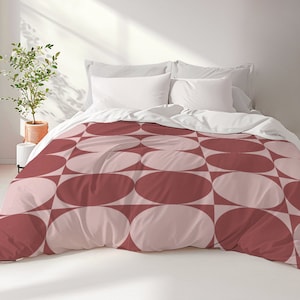 Geometric Design With Circles Terracotta Duvet Cover