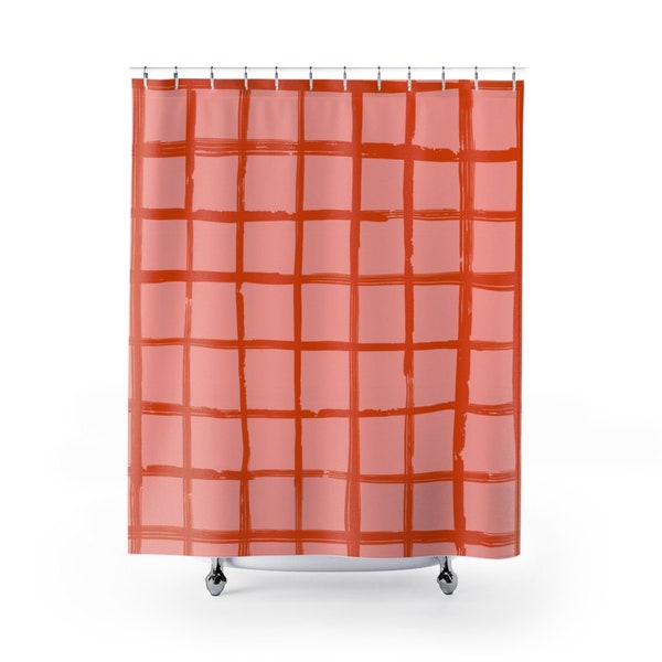 Orange Stripe Shower Curtain Etsy