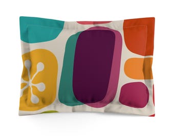 Farbenfrohe, Mid Century moderne Komposition Retro Kissenbezüge - 2er Set