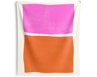 Color Block Orange and Pink Tapestry - Modern Wall Art