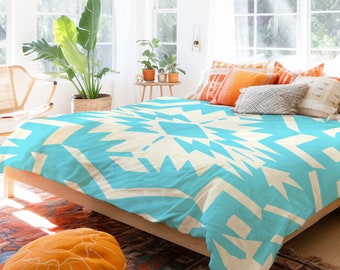 Sky Blue Modern Navajo Southwest Duvet Cover