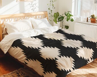Modern Minimalist Southwestern Design Cream and Black Bedding