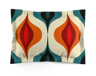 Mid Century Modern Design Large Scale Teal And Orange Pillow Sham