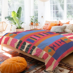 Hand Drawn Geometric Shapes Aztec Carpet Design Duvet Cover