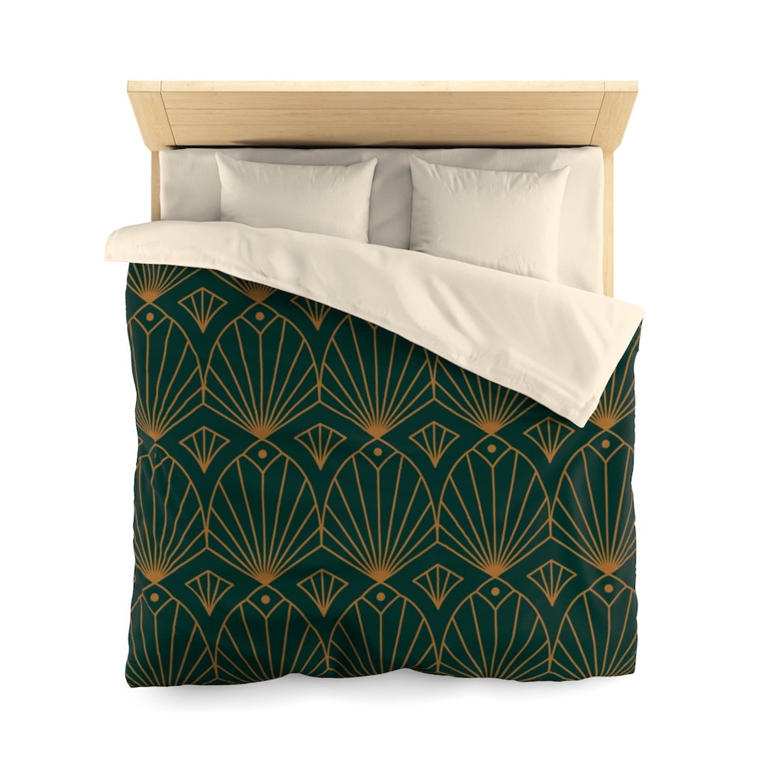 Art Deco Pattern on Dark Green Duvet Cover - Etsy Art Deco Pattern on Dark Green Duvet Cover - Etsy
