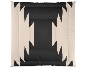 Modern Minimalist Southwestern Design Cream and Black Comforter