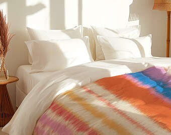 Tie Dye Batik Multicolor Strokes Duvet Cover