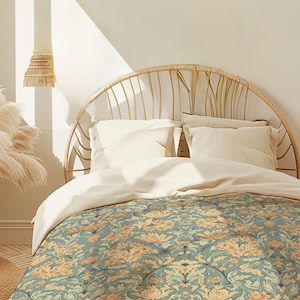 Inspirerad av William Morris Lax på grått påslakan