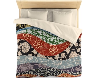 Japanese Traditional Style Fabric Patchwork Design Printed Duvet Cover