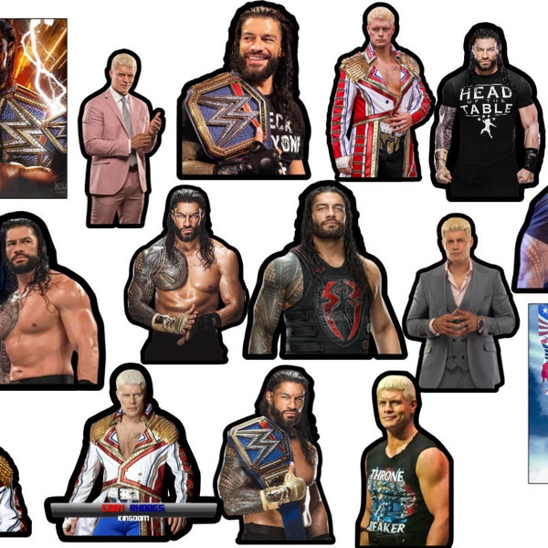 Wrestling stickers, Roman Reigns and Cody Rhodes, WWE Fan Christmas Gift Stickers