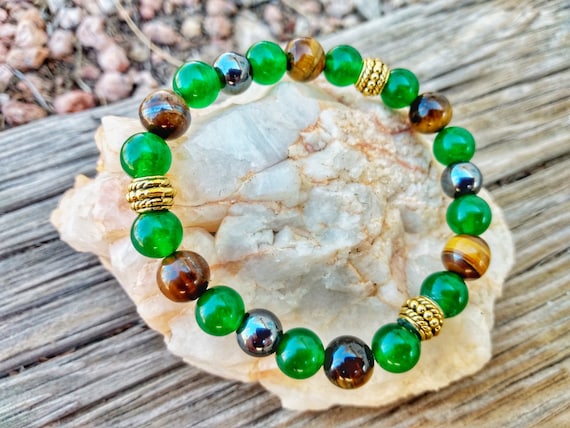 Handmade Fashion Men Women Stretchy Jade Tigers Eye Gemstone Bead Bracelet  8mm #84