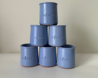 Pots de yaourt bleus La Fermiere (6)