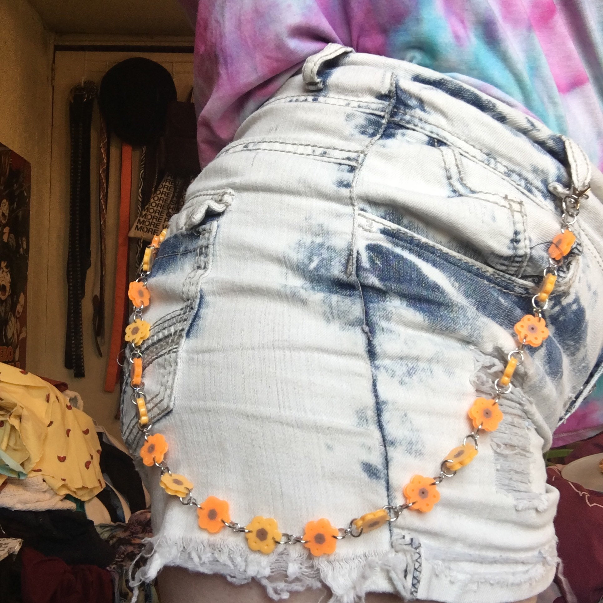 Perler Bead Flower Belt Chain Etsy