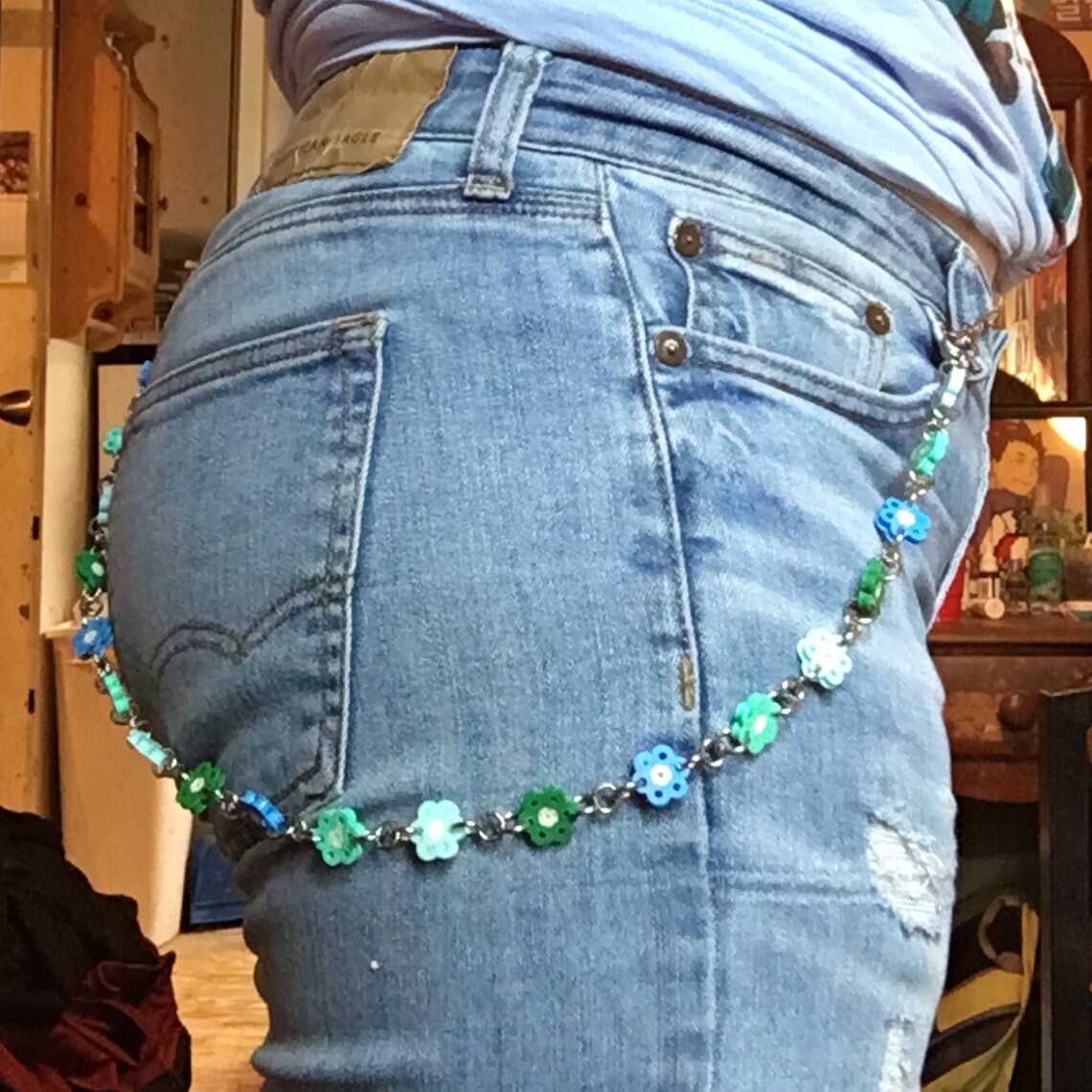Perler Bead Flower Belt Chain Etsy