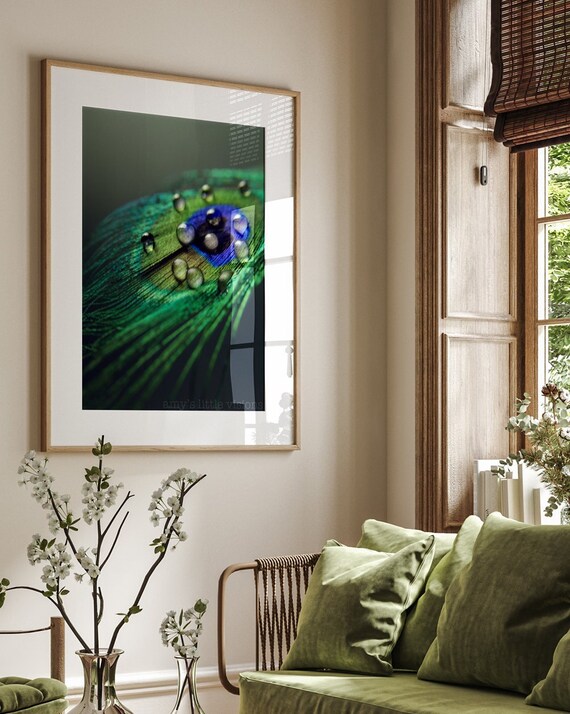 Emerald Green Peacock Wall Art Peacock Feather Emerald Green Etsy